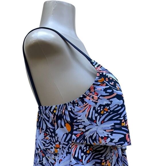 INTL Details Swim Tankini Top Women's Medium Multicolor Printed Tiered Ruffle - Picture 5 of 14
